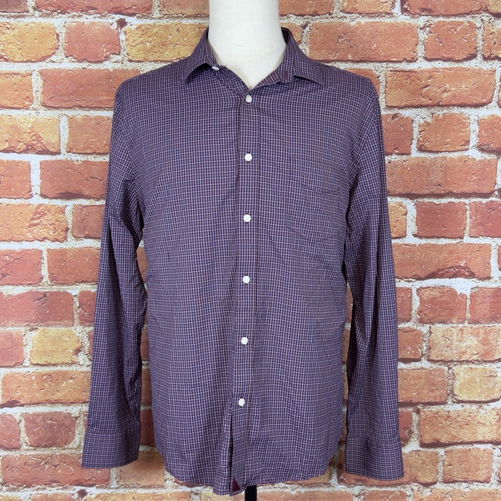UNTUCKit Slim Fit Plaid Long Sleeve Button Down Shirt Men's XL Nylon Casual